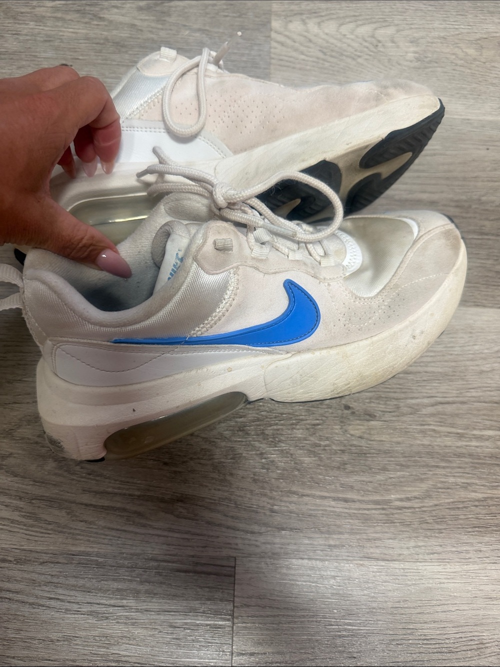 Nike White and Bright Blue Kids' Sneakers